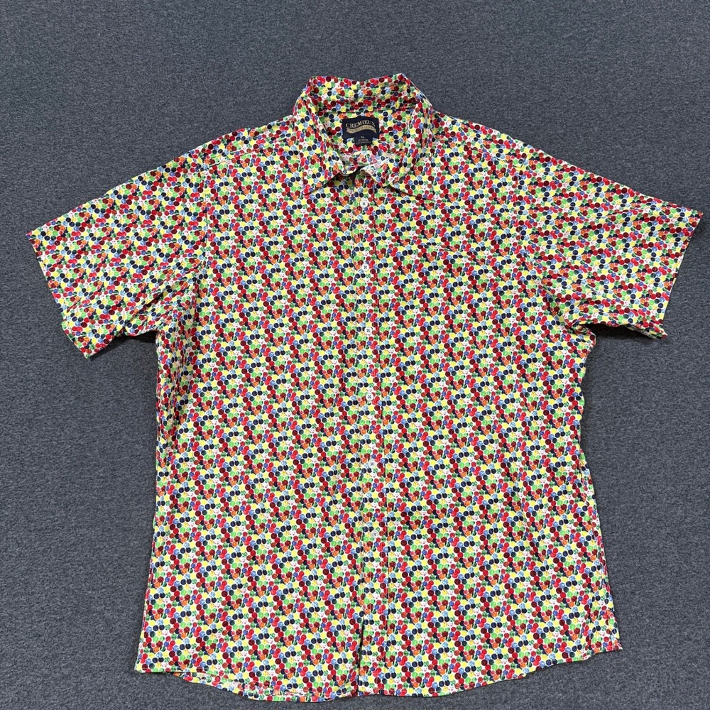 Modern Cremieux Polka Dot Shirt Mens XL Multicolor Good Short Sleeve Button Down